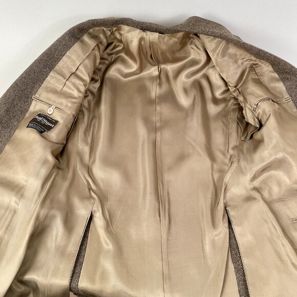 Paul Stuart Wool Tweed Blazer Sport Coat, Brown/Tan Herringbone, Size 38R - Picture 7 of 8